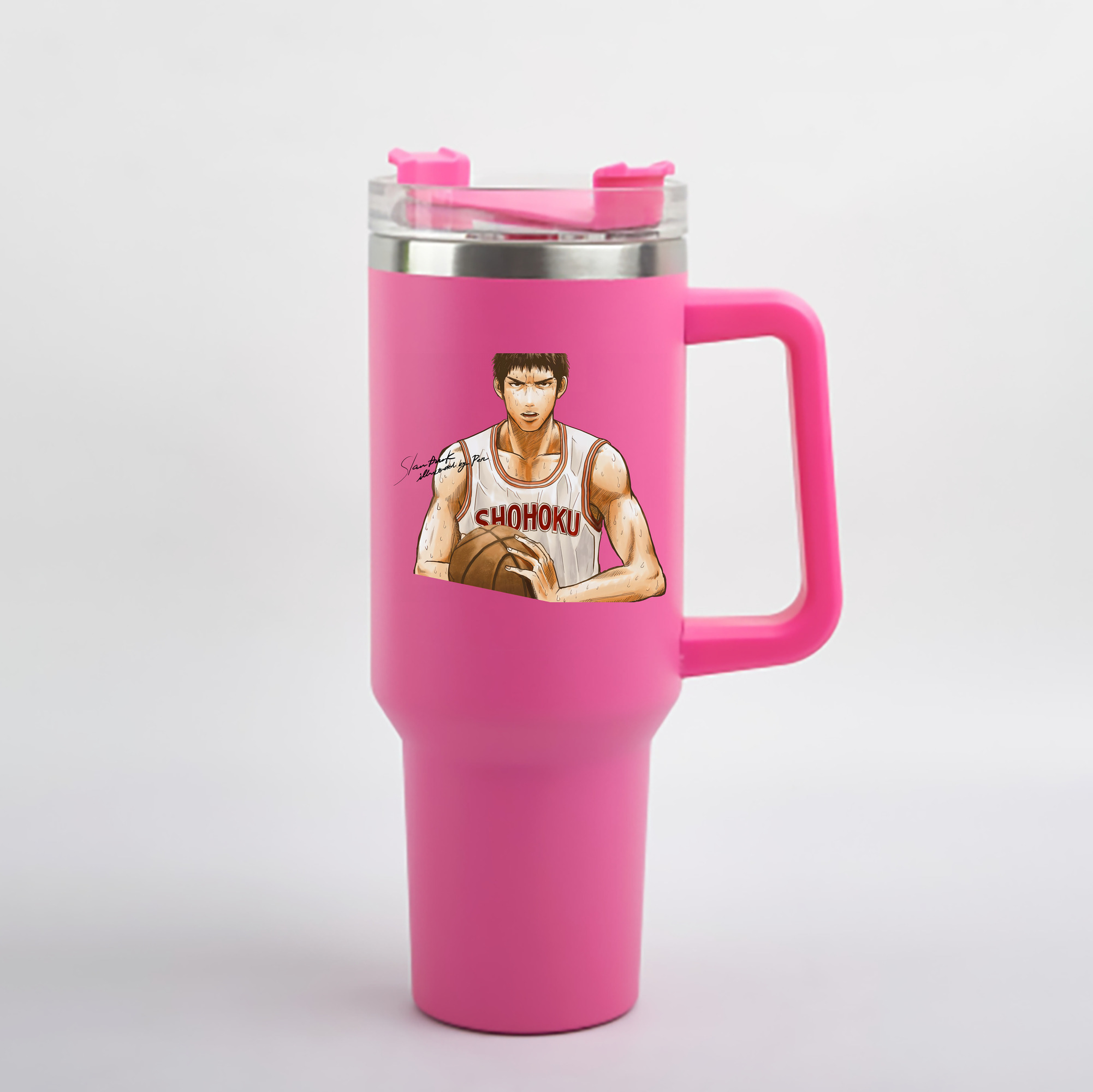 （画像用） SLAM DUNK／スラムダンク 1200mL車用タンブラー - クリスタルステッカー（プラスチックストロー付き）